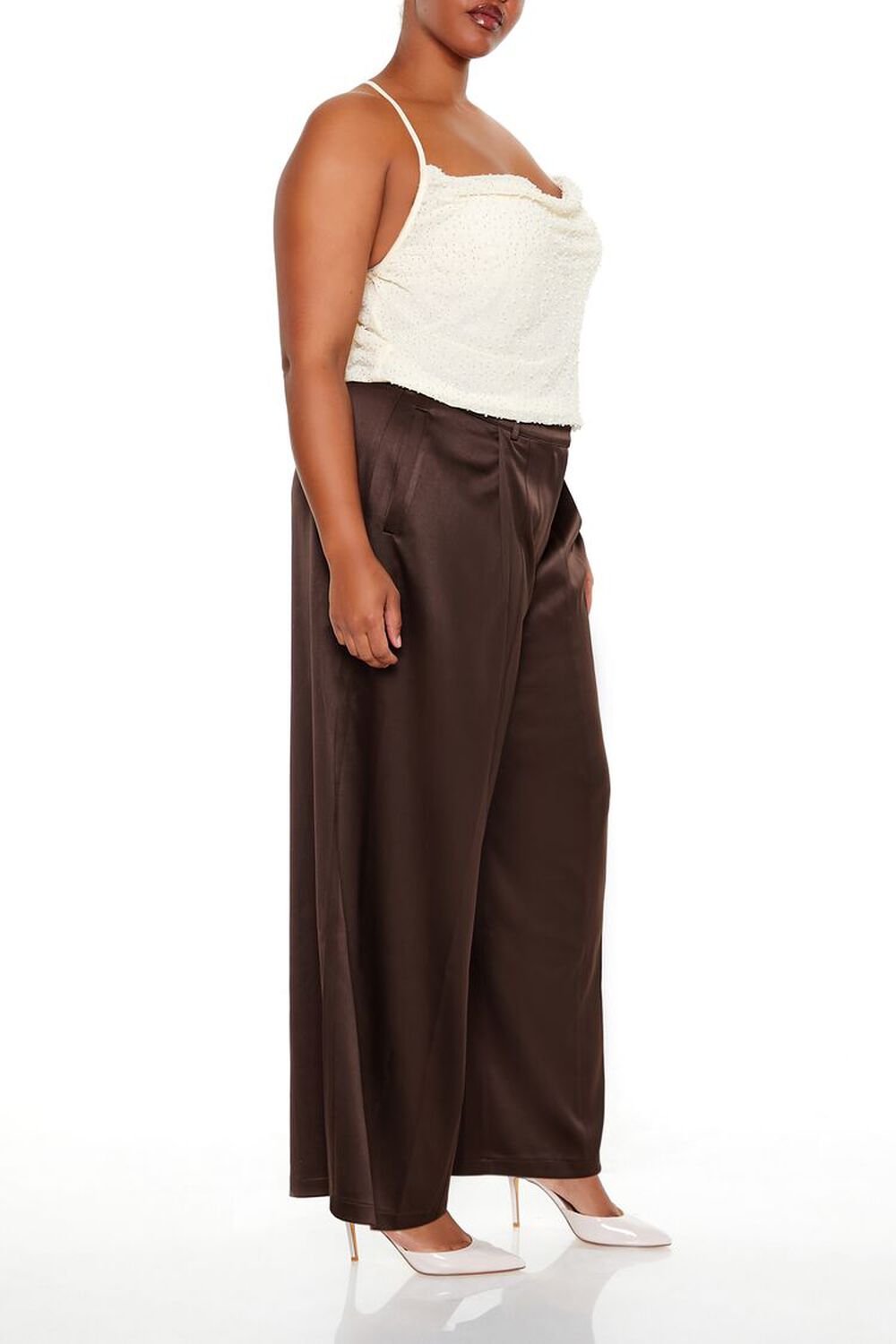 TURKISH COFFEE Plus Size Satin Trouser Pants, image 3