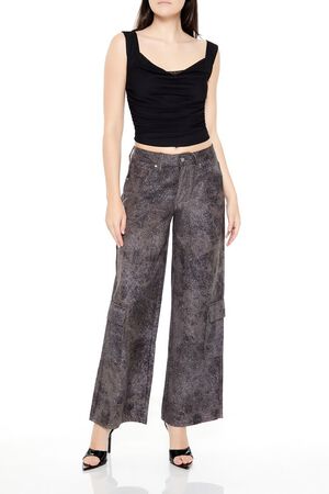 BROWN/MULTI Rhinestone Mid-Rise Cargo Pants, image 1