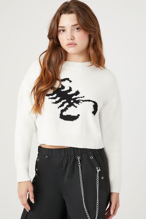 BLACK/MULTI Scorpion Cropped Sweater, image 1