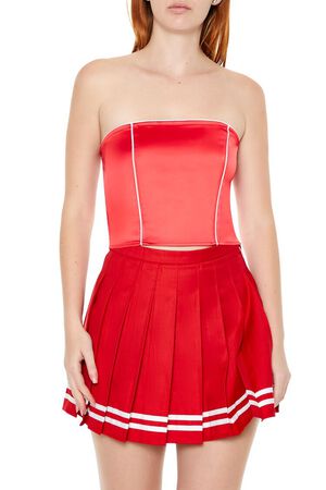 RED Satin Tube Crop Top, image 1