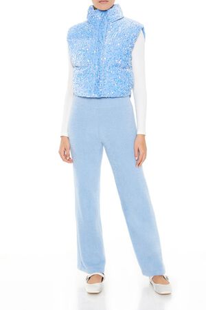 PINK Iridescent Sequin Faux Fur Vest, image 2