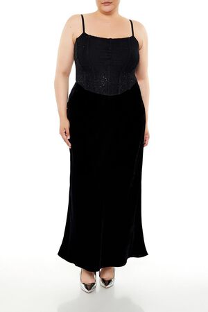 BLACK Plus Size Sequin Corset Cami, image 2