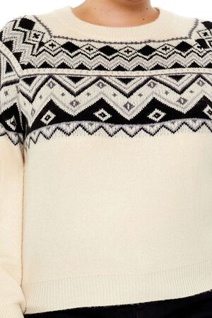 CREAM/BLACK Plus Size Geo Print Sweater, image 3