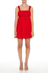 RED Poplin Babydoll Mini Dress, image 1