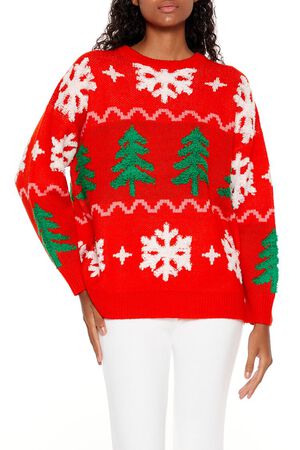 RED/MULTI Christmas Tree Fair Isle Sweater, image 1