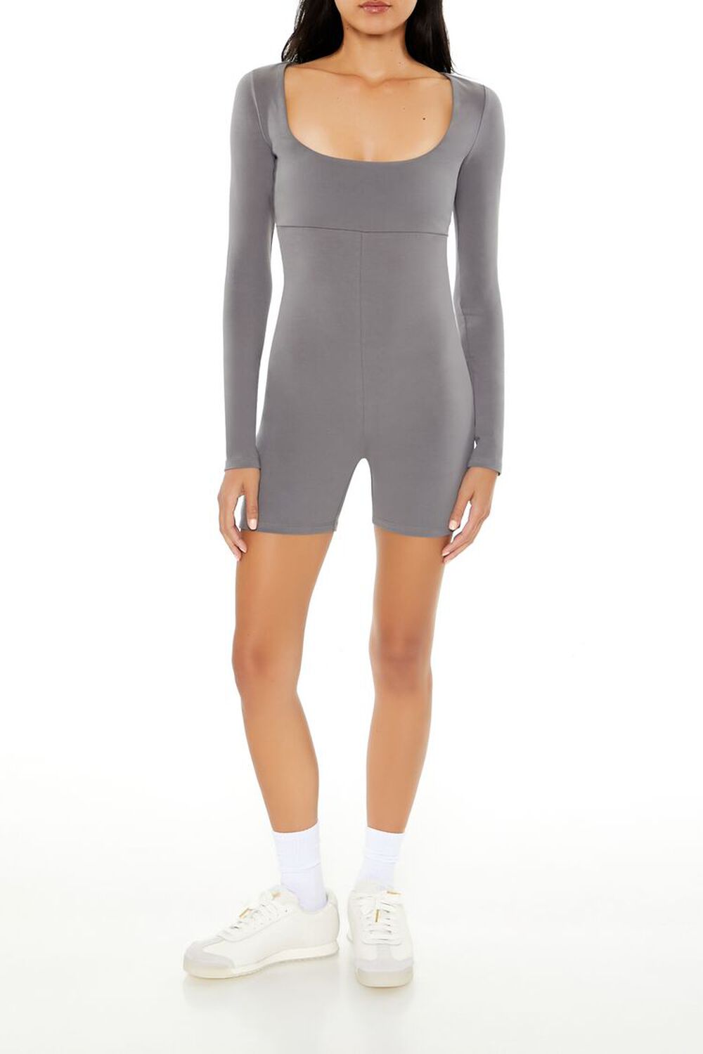 PEWTER Fitted Long-Sleeve Romper, image 2