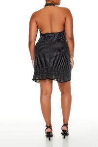 BLACK Plus Size Rhinestone Mini Dress, image 4