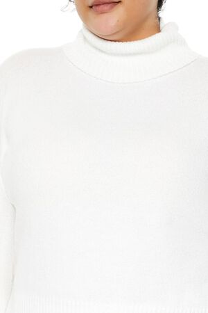 WHITE Plus Size Turtleneck Sweater, image 3