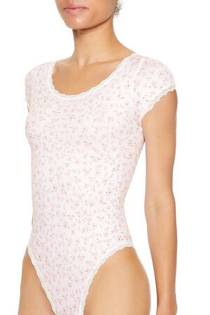 WHITE/MULTI Seamless Floral Lingerie Bodysuit, image 3