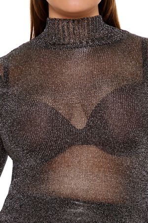 BLACK Plus Size Sheer Turtleneck Sweater, image 3