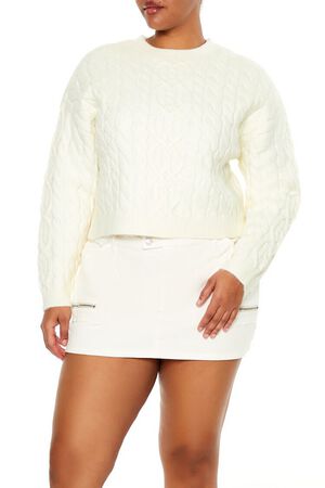 EGRET Plus Size Cable Knit Sweater, image 1