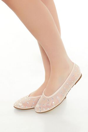 NUDE Sheer Rhinestone Ballet Flats, image 1