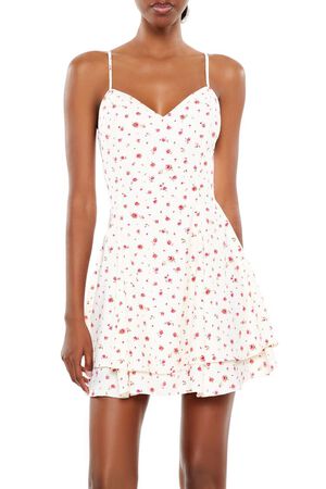 WHITE/MULTI Layered Rose Print Mini Dress, image 2