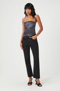 GREY Faux Leather Asymmetrical Tube Top, image 4