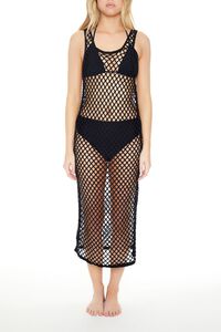 BLACK Crochet Swim Cover-Up Dress, image 4