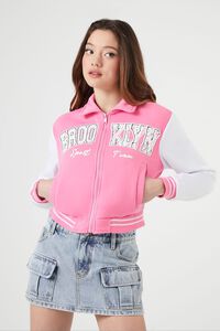 PINK/MULTI Brooklyn Zip-Up Bomber Jacket, image 1