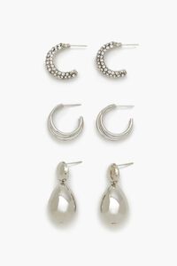 SILVER Hoop & Teardrop Drop Earring Set, image 1