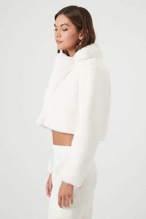 WHITE Plush Cropped Coat, image 2