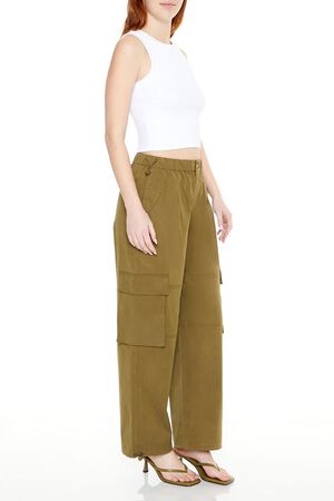 DARK OLIVE Toggle Drawstring Cargo Joggers, image 2