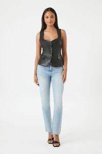 BLACK Sleeveless Faux Leather Top, image 4