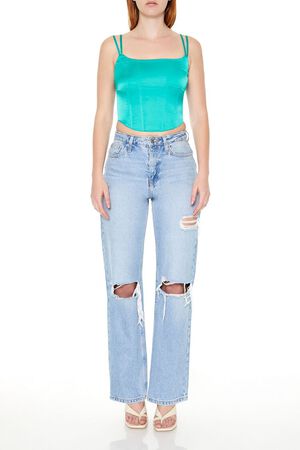 JADE Satin Lace-Up Cropped Cami, image 2