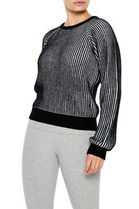 BLACK/WHITE Striped Ribbed Knit Sweater, image 4