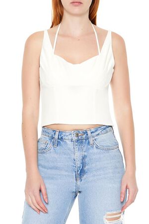 WHITE Strappy Combo Cutout Crop Top, image 1