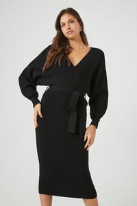 BLACK Sweater Midi Wrap Dress, image 2
