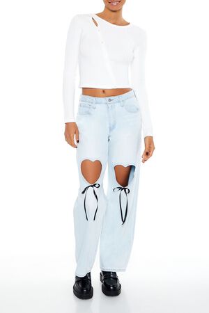 WHITE Cropped Button-Front Sweater, image 2