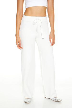 WHITE Sweater-Knit Drawstring Pants, image 2