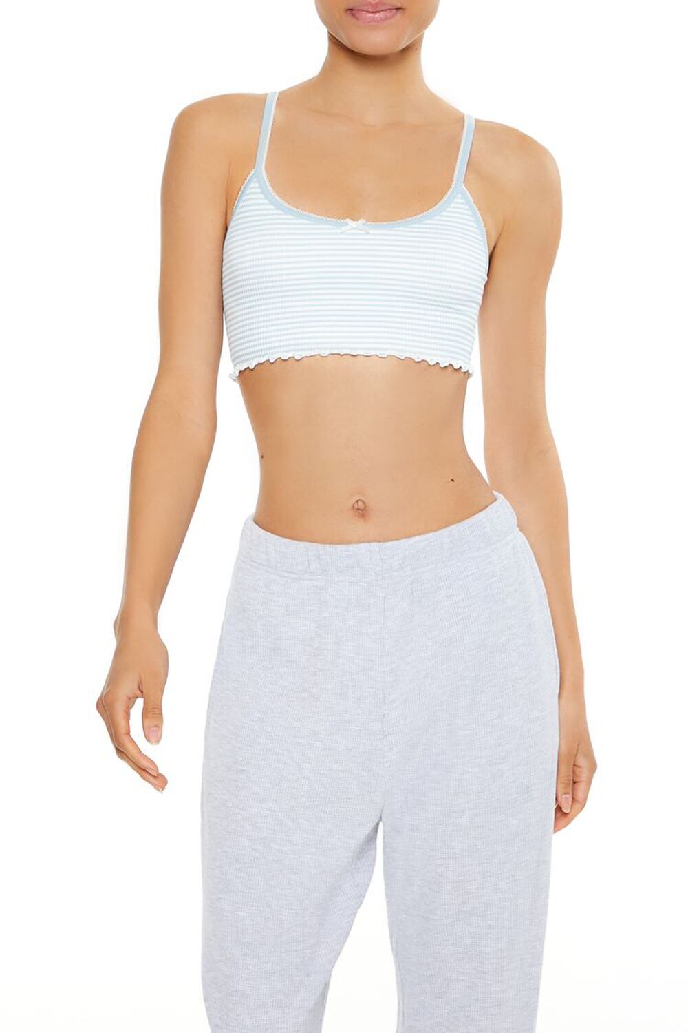 BLUE/WHITE Seamless Striped Bralette, image 1