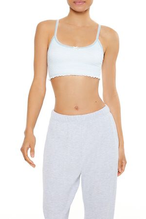 BLUE/WHITE Seamless Striped Bralette, image 1