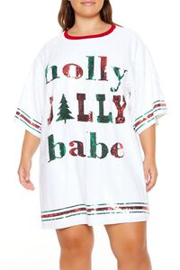 WHITE/MULTI Plus Size Sequin Jolly Babe T-Shirt Dress, image 2