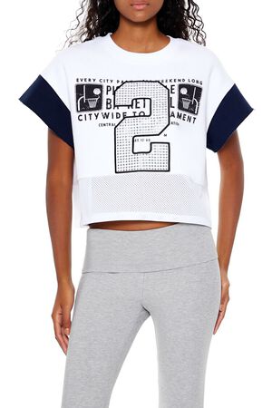 WHITE/MULTI Fleece 2 Graphic Cropped Tee, image 1