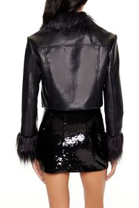 BLACK/BLACK Faux Fur & Leather Trucker Jacket, image 5