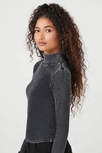 BLACK Waffle Knit Turtleneck Top, image 2