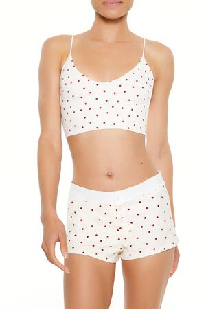 WHITE/RED Seamless Heart Print Bralette, image 1