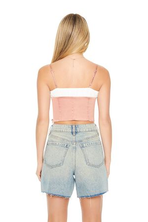 LAVENDER/WHITE Cropped Satin Colorblock Cami, image 3