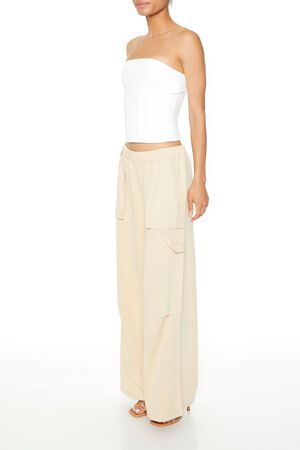 OATMEAL Fleece Wide-Leg Utility Pants, image 3