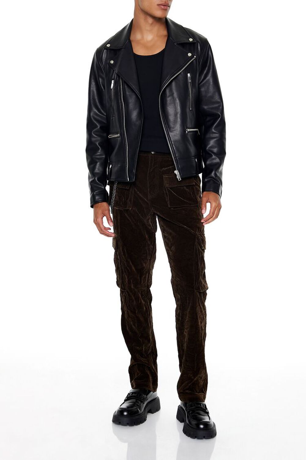 DARK COCOA Velvet Wallet Chain Cargo Pants, image 1
