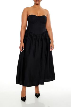 BLACK Plus Size Sweetheart Midi Dress, image 1