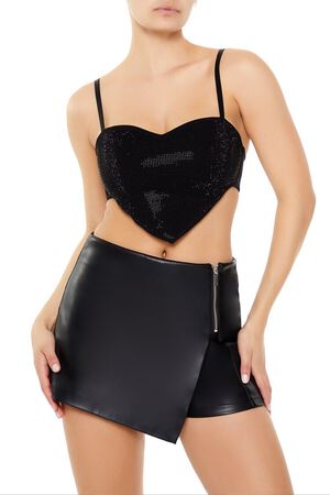 BLACK Heart Rhinestone Cropped Cami, image 1