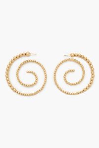 GOLD Beaded Spiral Hoop Earrings, image 1