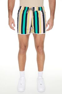 JADE/MULTI Striped Drawstring Short Inseam Swim Trunks, image 5