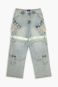 LIGHT DENIM/MULTI Reflective Striped Baggy Cargo Jeans, image 1