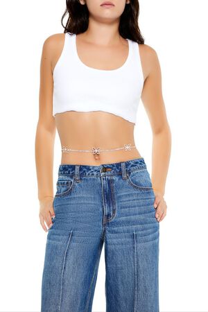 GOLD/CLEAR Rhinestone Butterfly Belly Chain, image 1