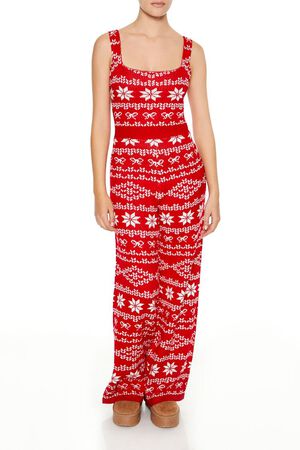 RED/MULTI Fair Isle Sweater-Knit Jumpsuit, image 1