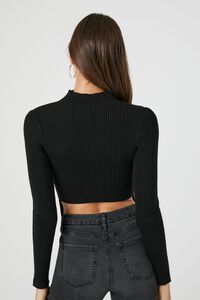 BLACK Ribbed Mock Neck Sweater, image 3