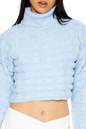 LIGHT BLUE Textured Turtleneck Sweater, image 3