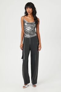 BLACK Faux Leather Cargo Ankle Pants, image 1